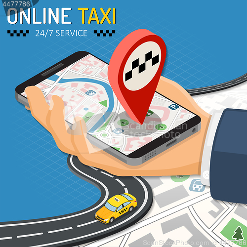Image of Online Taxi Isometric Concept