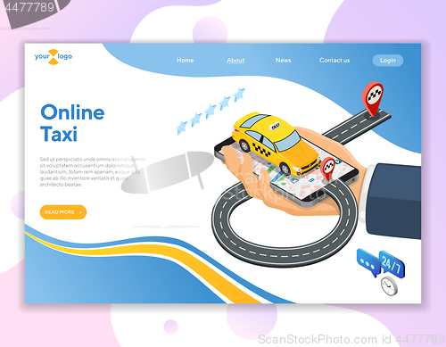 Image of Online Taxi Isometric Concept