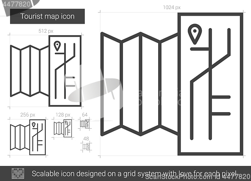 Image of Tourist map line icon.