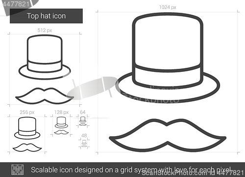 Image of Top hat line icon.