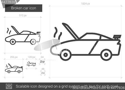 Image of Broken car line icon.