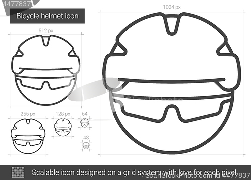 Image of Bicycle helmet line icon.