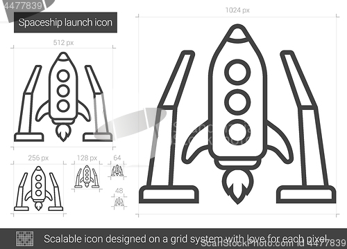 Image of Spaceship launch line icon.