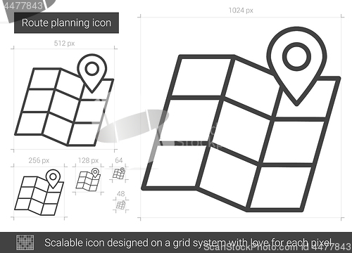 Image of Route planning line icon.