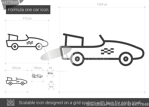 Image of Formula one car line icon.