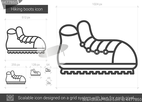 Image of Hiking boots line icon.