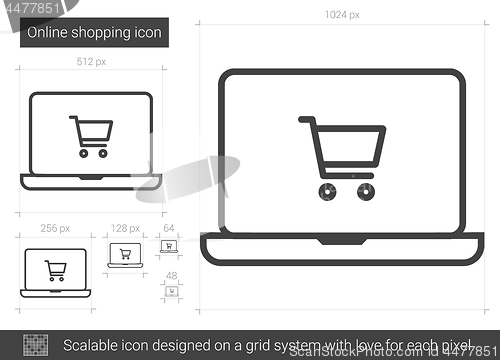 Image of Online shopping line icon.