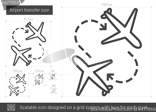Image of Airport transfer line icon.