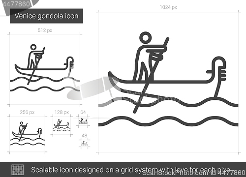 Image of Venice gondola line icon.