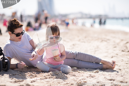 Image of Mom and daughter on the beach