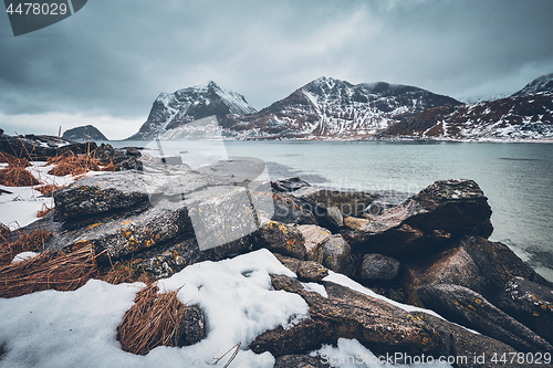 Image of Rocky coast of fjord in Norway