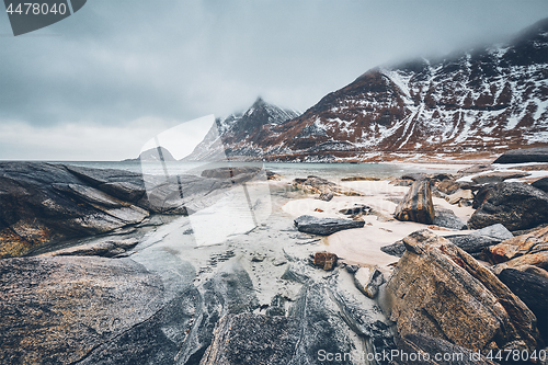 Image of Rocky coast of fjord in Norway