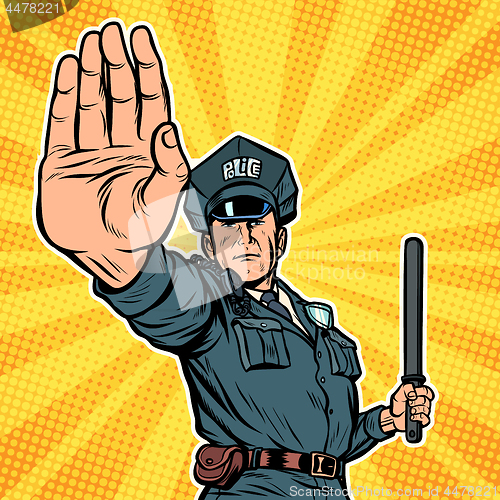 Image of police officer stop gesture