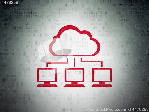 Image of Cloud computing concept: Cloud Network on Digital Data Paper background