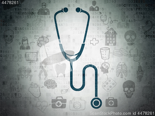 Image of Healthcare concept: Stethoscope on Digital Data Paper background