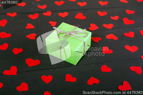 Image of Gift boxes on wooden table