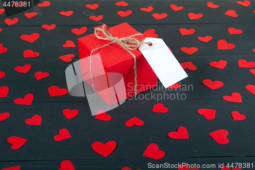 Image of Gift boxes on wooden table