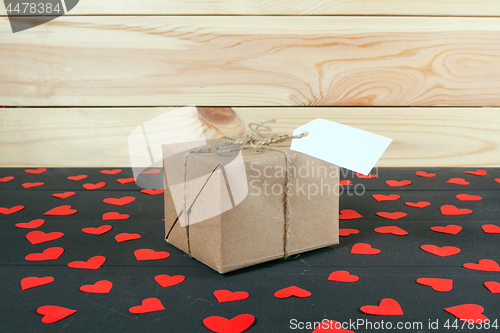 Image of Gift boxes on wooden table