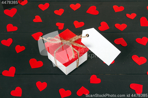 Image of Gift boxes on wooden table