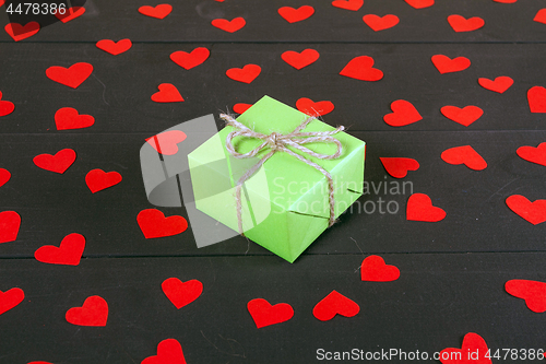 Image of Gift boxes on wooden table