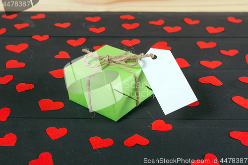 Image of Gift boxes on wooden table