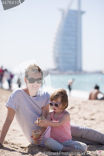 Image of Mom and daughter on the beach