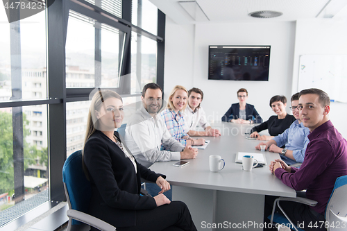 Image of Group of young people meeting in startup office