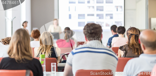 Image of Academic presentation in lecture hall at university.