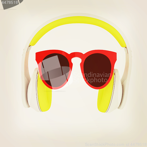 Image of Sunglasses and headphone for your face. 3d illustration. Vintage