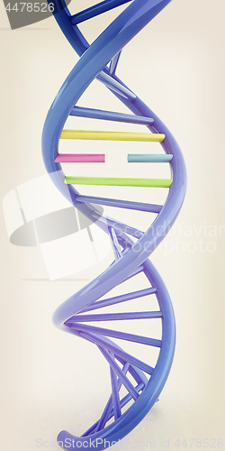 Image of DNA structure model on white. 3d illustration. Vintage style