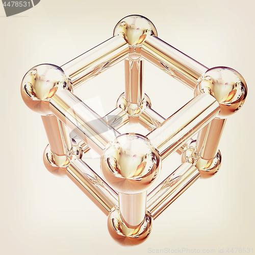 Image of Structural chemical formula and model of molecule, 3d object ill