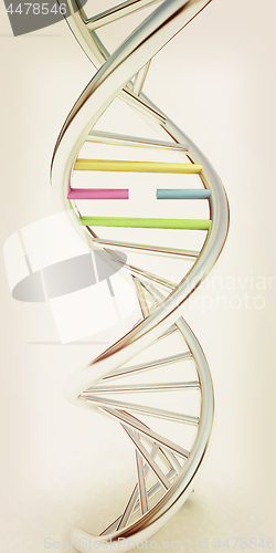 Image of DNA structure model on white. 3d illustration. Vintage style