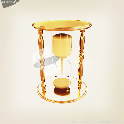 Image of Golden Hourglass. 3d illustration. Vintage style