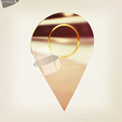 Image of Realistic 3d pointer of map. 3d illustration. Vintage style