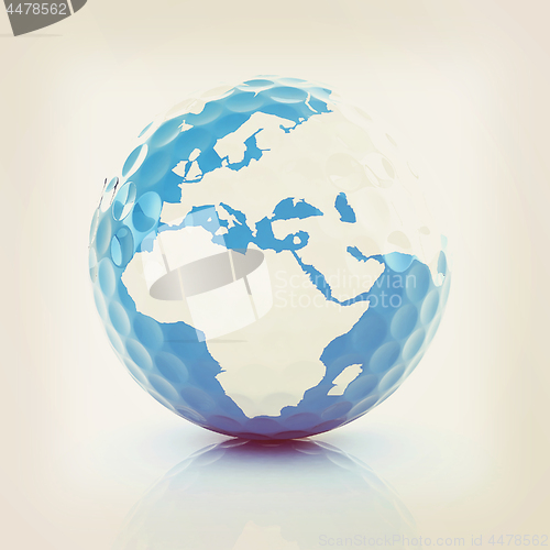 Image of Conceptual 3d illustration. Golf ball world globe. Vintage style