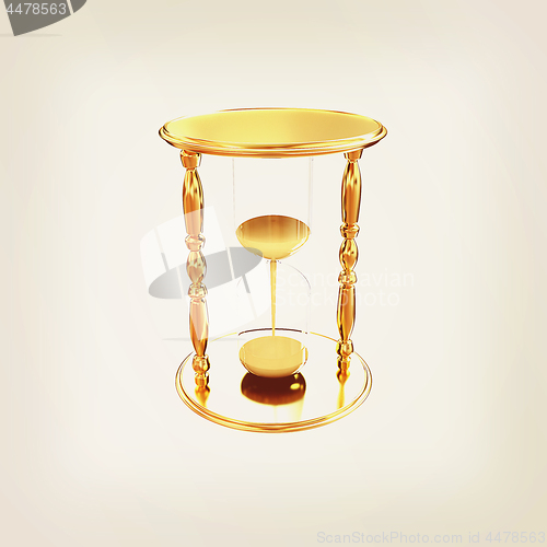 Image of Golden Hourglass. 3d illustration. Vintage style