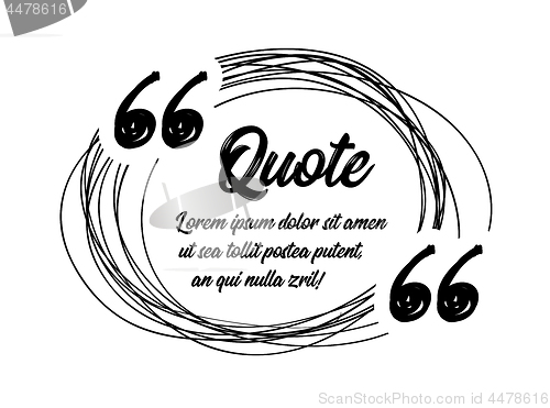 Image of Drawn quotes and a frame to highlight the frame, quotes and other text in the article, or as a separate element. Vetor