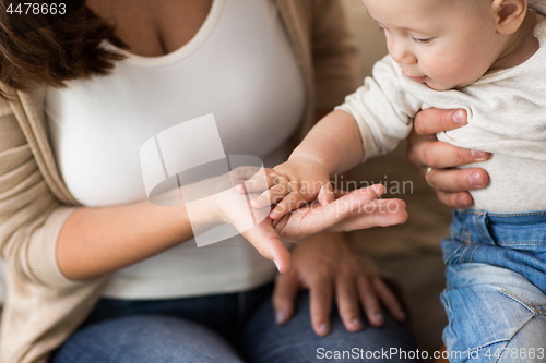 Image of close up of mother with baby son