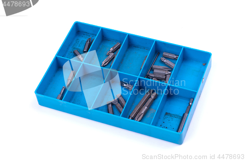 Image of Screwdriver bits in a blue box