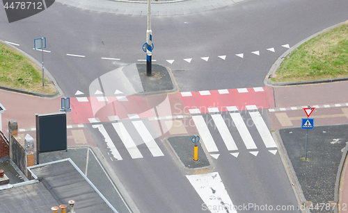 Image of Zebra crossing at a roudabout