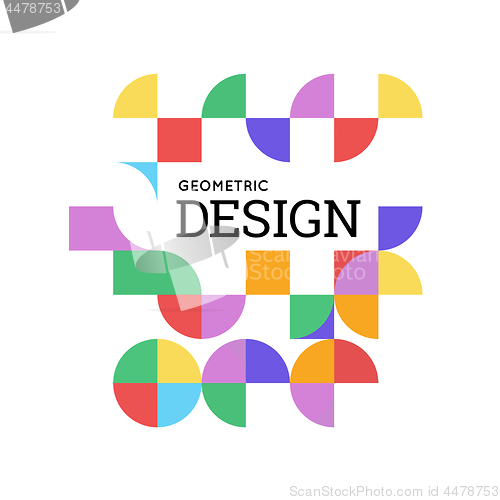 Image of Geometric design with shapes in the style of squares with rounded corners and circles. Vector illustration is suitable for decorating booklets, flyers, posters and other