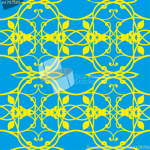 Image of Abstract seamless background with yellow pattern on blue background