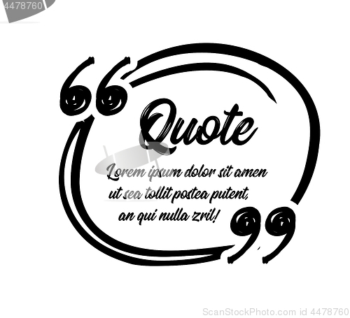 Image of Drawn quotes and a frame to highlight the frame, quotes and other text in the article, or as a separate element. Vetor