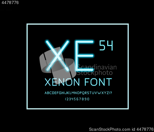 Image of Xenon fonts on back background. Vector neon fonts