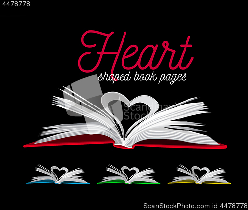 Image of Heart from book pages. Vector illustration on black