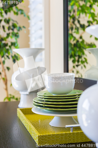 Image of Apple Green Accents Decorative Dining Abstract in Home