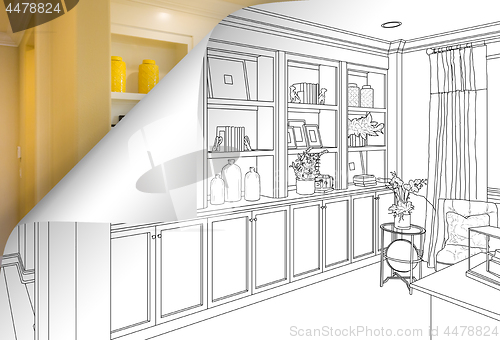 Image of Built-in Shelves and Cabinets Drawing with Page Corner Flipping 