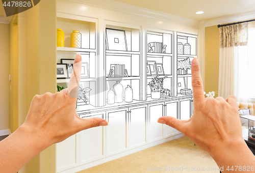 Image of Hands Framing Custom Built-in Shelves and Cabinets Design Drawin