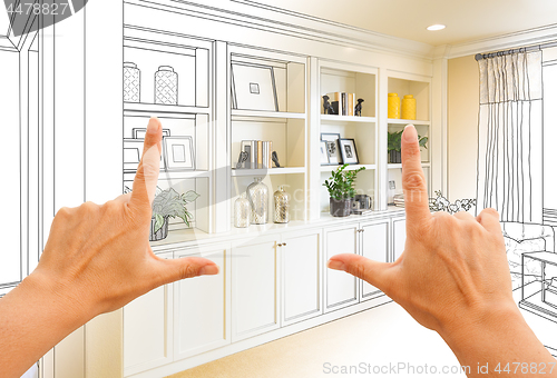 Image of Hands Framing Custom Built-in Shelves and Cabinets Design Drawin