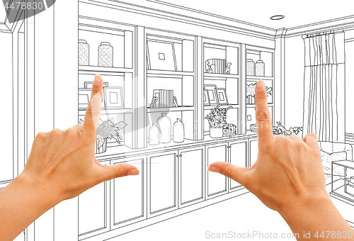 Image of Hands Framing Custom Built-in Shelves and Cabinets Design Drawin